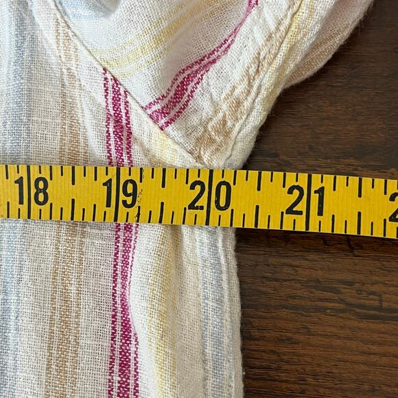 GAP White Multicolored Stripes Linen Blend Collared Buttoned Shirt Size Small - Picture 4 of 5